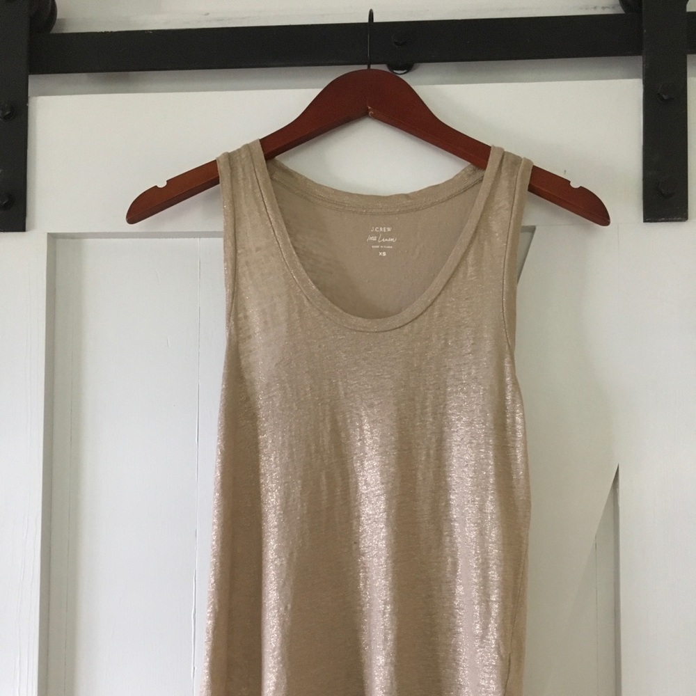 Metallic gold 100% linen J. Crew tank